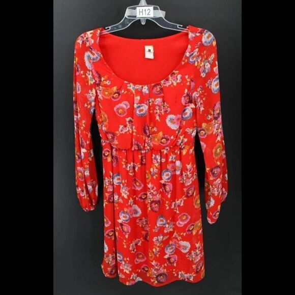 ANTHROPOLOGIE NEEDLE & THREAD RED FLORAL DRESS SIZE S - Picture 1 of 7